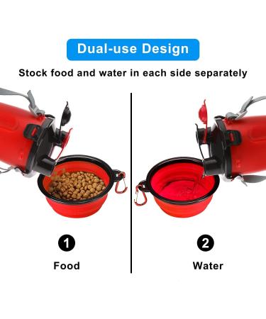 Moacc 800ml 2-in-1 Portable Water Bottle & Dog Bowl - Foldable Travel Accessory for Camping Hiking & Walking (Red) - Buy Online on GoSupps.com