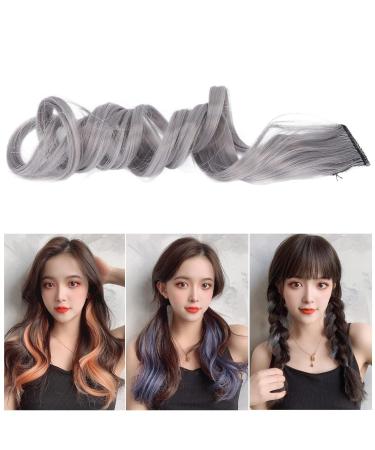 Colorful Curly Clip-In Hair Extensions | 5-Piece Party Highlights for Kids & Women - White Tea Gray - Buy Online on GoSupps.com
