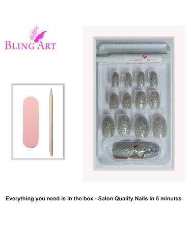Buy Ariana Gel False Nails - Bling Art Glossy Glitter Oval - 24 Medium Tips for Stunning Manicure | Free International Shipping - Buy Online on GoSupps.com