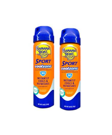 Banana Boat Sun Screen Sport Spray SPF 30 UltraMist Coolzone 1.8 oz (Travel Size) 2 units