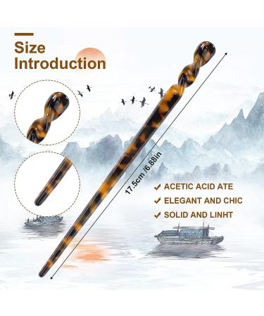 6 Pieces Tortoise Print Acetate Hair Sticks Set - Retro Hair Accessories for Styling Long Hair - Women/Girls (Simple Pattern) - Buy Online on GoSupps.com