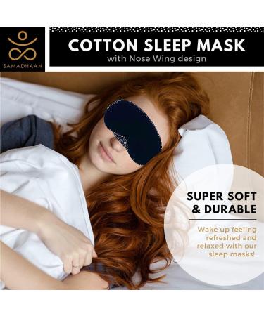 Samadhaan Cotton Sleep Mask for Sleeping | Soft 100% Blackout Eye Mask with Nose Wire | Adjustable Band | Travel Essential for Women Men - Black - Buy Online on GoSupps.com