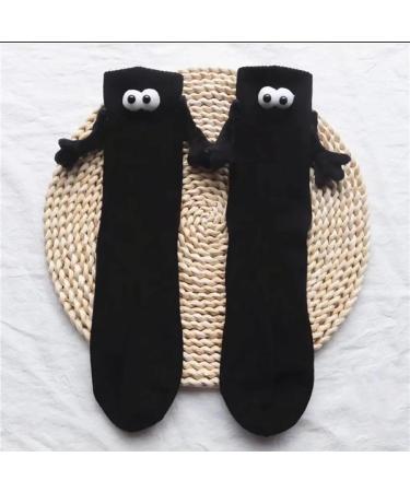 Holding Hands Couple Socks | Magnetic 2D Doll Design | Mid-tube Couple Socks | 2 Pcs Black - Buy Online on GoSupps.com