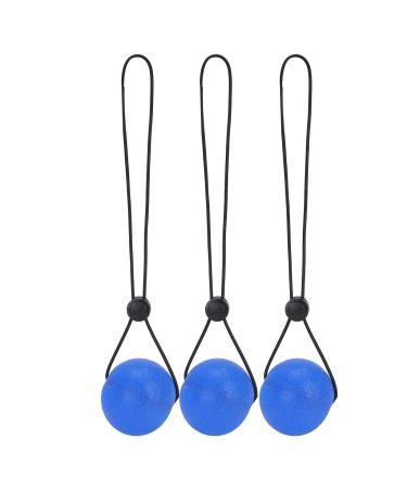 Safe Stress Relieve Grip Ball Squeezing Balls with Bungee Cord 3pcs Silicone Hand Gripping Squeeze Ball for Adults for Reducing Muscle Tension. Blue 30 degrees