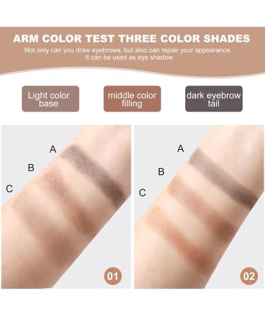Buy Waterproof 3 Color Eyebrow Powder Palette - Long-Lasting Eyebrow Makeup for Perfect Brows | Light Brown Dark Brown Black - Buy Online on GoSupps.com