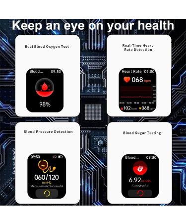 Yeegfey Smartwatch 2023: Bluetooth Blood Glucose Monitoring Watch for Non-Invasive Blood Sugar Test - Fitness Tracker for Men Women (Black) - Buy Online on GoSupps.com