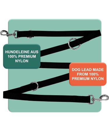 Dey Premium 3-Way Adjustable Dog Leash | Nylon 2m | For Small Medium & Large Dogs | Multiple Colors Available | Durable Black Leash - Doubleein Dog Cat Puppy Leash - Buy Online on GoSupps.com