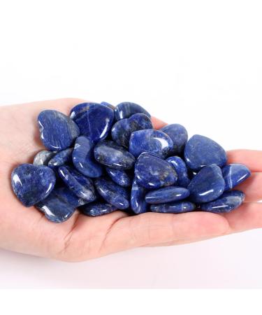 XIANNVXI 15 Pcs Blue Sodalite Crystal Heart Stones Love Puff Palm Pocket Stones Natural Reiki Healing Gemstones Heart Crystals Set Blue - Sodalite