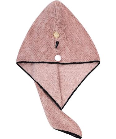 Fast-Drying Bathroom Shower Turban for Adults - Soft Microfiber Hair Dryer Towel with Button - Coral Fleece Elastic Head Towel for Women & Girls - Pink - Buy Online on GoSupps.com