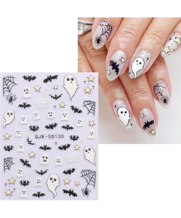 JMEOWIO 3D Embossed Halloween Nail Art Stickers Decals Self-Adhesive 5D Cute Star Ghost Nail Supplies Nail Art Design Decoration Accessories 4 Sheets - Buy Online on GoSupps.com