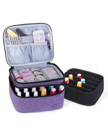 Luxja Nail Polish Carrying Case - Holds 20 Bottles (15ml - 0.5 fl.oz), Portable Organizer Bag for Nail Polish and Manicure Set, Purple
