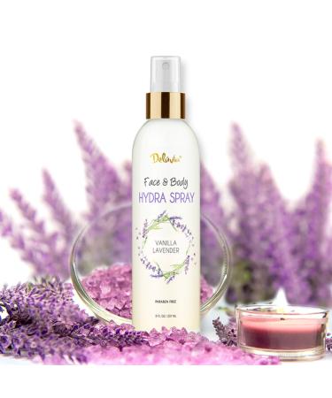 Deluvia Hydra Spray, Moisturizing Body Spray and Face Mist with Essential Oils, Organic Aloe Vera, Dead Sea Salts, Provitamin A, Vitamin C. Alcohol Free, Paraben Free. (Vanilla Lavender) - Buy Online on GoSupps.com