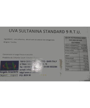 Uva pass sultana caliber 9 500 g. - Buy Online on GoSupps.com