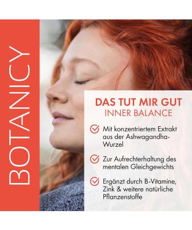 Botanicy Inner Balance - Stress Relief with Ashwagandha KSM-66 Ginkgo Biloba Folic Acid & Zinc | 60 Capsules for Mental Balance - Monthly Pack - Buy Online on GoSupps.com
