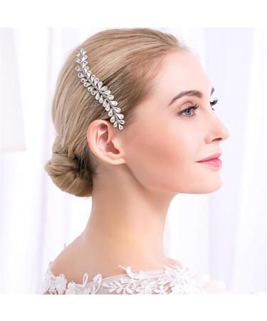 Bridal Wedding Hair Comb Bridal Headdress Hair Plug Comb Wedding Hair Rhinestone Hair Comb for Women and Girls 11x5.5cm Silver - Buy Online on GoSupps.com