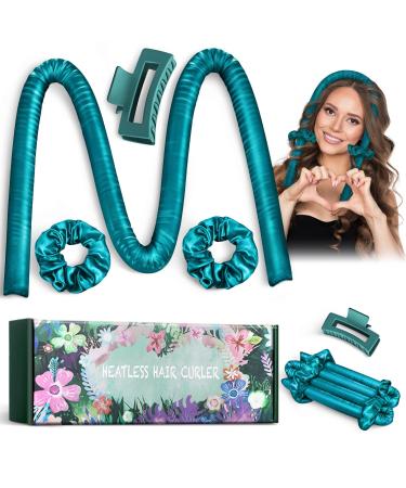 Sactercon High Resilience Sponge Heatless Curlers headband Heatless Curls DIY Long Hair Styling Tools No Heat Silk Curling Ribbon Heatless Curelrs Suitable for Sleep in Overnight Green