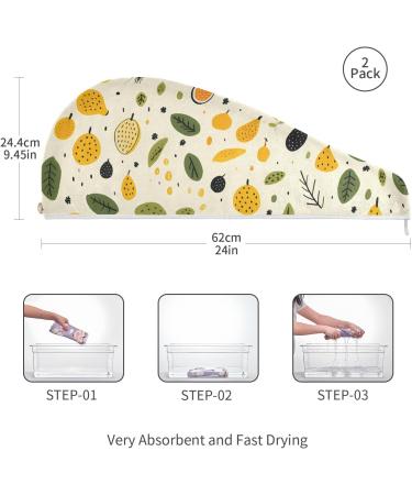 Super Absorbent Pears Leaves Hair Towel 2 Pack | Quick Dry Turbans for Women & Girls | Perfect Hair Drying Solution - Buy Online on GoSupps.com