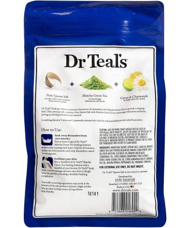 Dr. Teal's Matcha Green Tea Epsom Salt Mineral Soak 3 lbs (Pack of 4) - Balance & Calm - Buy Online on GoSupps.com