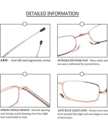 MMOWW Foldable Reading Glasses for Men & Women - Telescopic Anti Blue Light Mini Glasses (Rose Gold +1.5x) - Portable Zipper Case - Buy Online on GoSupps.com