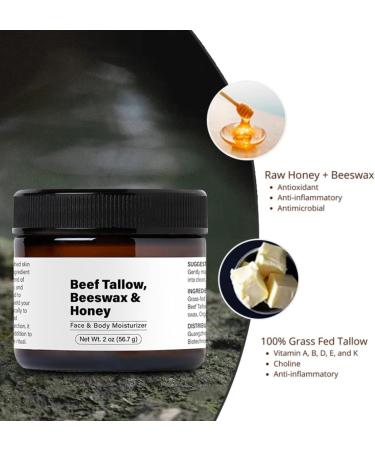 Tallow and Honey Balm 100% Grass Fed Beef Tallow Moisturiser with Beeswax & Honey Face & Body Moisturizer 2 oz Beef Tallow Skin Care Nourishing and Hydrating - Buy Online on GoSupps.com