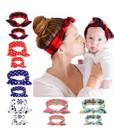 Rosie the Riveter Red Polka Dot Headbands Set - Women, Baby Girl, Mom & Baby - Soft Stretch Knotted Rabbit Headwear Bandana - 2 Piece Assortment - Buy Online on GoSupps.com