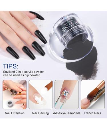 Saviland Black Acrylic Powder 30g Colored Nail Powder for Extension & French Manicure - Buy Online on GoSupps.com
