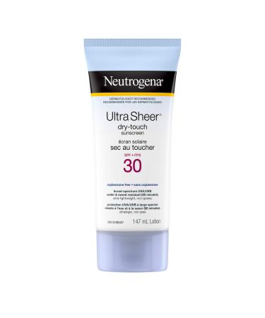 Neutrogena Sunscreen Lotion SPF 30 Ultra Sheer Dry-Touch Sun Cream Oxybenzone-free Dermatologist-tested Water Resistant & Non-Greasy 147mL 147 ml (Pack of 1) SPF 30