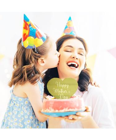 10pcs Happy Mother's Day Cake Topper Gold Acrylic Cupcake Decorating for Mother's Day Party Cake Decoration - Buy Online on GoSupps.com