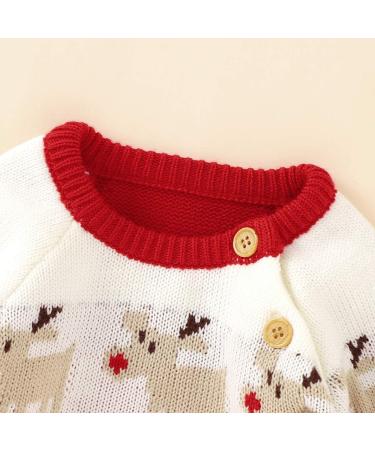 Mimixiong Baby Christmas Reindeer Sweater - Red Knitted Long Sleeve Outfit (0-6 Months) - Buy Online on GoSupps.com