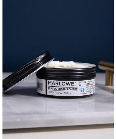Buy MARLOWE. No. 174 Classic Cream Pomade for Men - Wax-Based Light to Medium Hold Natural Matte Finish Coconut Oil & Shea Butter Pine & Agarwood Scent - 2.5 oz - International Shipping Available - Buy Online on GoSupps.com