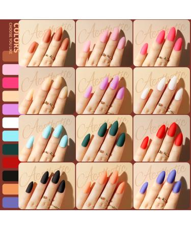 Teenitor Matte Almond Press On Nails - 12 Pack Medium Length Almond Shape Fake Nails in 12 Colors - Short Stiletto Matte Acrylic Nails Glue On for a Chic Look - Buy Online on GoSupps.com