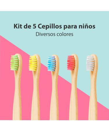 5-Pack Bamboo Toothbrushes for Kids - Soft Bristles Fun Colors | Eco-Friendly & Biodegradable Dental Care - Buy Online on GoSupps.com