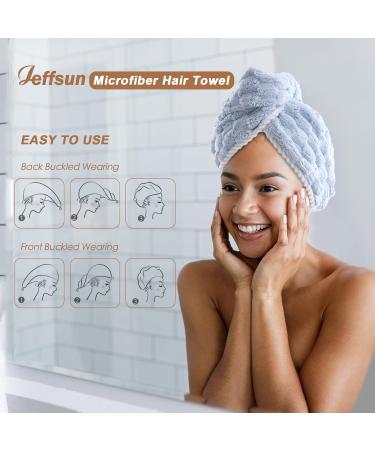 JEFFSUN Microfiber Hair Drying Towel Wrap - Super Absorbent Hooded Turban for Women | 2 Colors Extra Thick for Long Curly Wet Hair - Buy Online on GoSupps.com