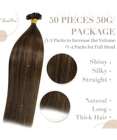 Buy Laavoo Balayage Real Hair Extensions - Brown Blonde Ombre U-Tip 50g 45cm for Stunning Volume & Style - Buy Online on GoSupps.com