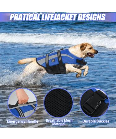Emust Dog Swimming Vest - Reflective Lifeguard Vest for Small Dogs with Rescue Handle | Safe Swimming & Boating - PO Blue - Buy Online on GoSupps.com