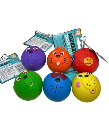 6 x Latex Faceballs Dog Puppy Toy Tennis Balls Sized Soft Squeaky Face Balls - Buy Online on GoSupps.com