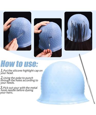 Silicone Hair Highlighting Cap - Reusable Dye Tools with Metal Hook (Purple/Pink) - Buy Online on GoSupps.com