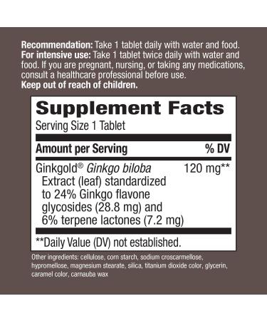 Nature's Way Ginkgold Max 120 mg - 30 Tablets for Memory & Focus - Buy Online on GoSupps.com