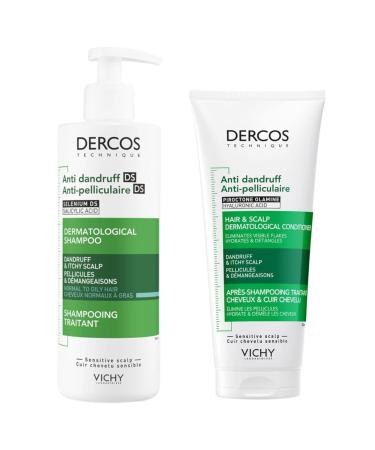 Vichy Dercos Duo Pack - Shampooing Antipelliculaire pour Cheveux Normaux Gras 390ml + Apr s-Shampooing Cuir Chevelu 200ml - Soin Purifiant - Test Dermatologiquement