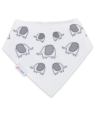 Dotty Fish Baby Bandana Bibs. Drool Bibs. Super Absorbent Teething Bibs for Girls Boys Unisex. Organic Cotton Bibs. One Size Elephants