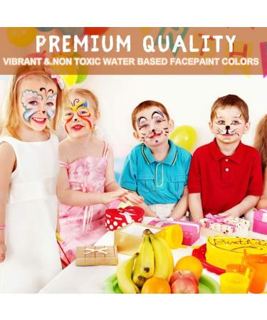 Kids Face Paint Kit - 32 Stencils, 24 Large Water Based Paints, 2 Brushes - Professional Quality, Hypoallergenic & Non-Toxic - Ideal for Halloween Parties - 24 Colors - Buy Online on GoSupps.com