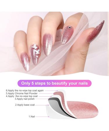 URAQT Chrome Nail Powder Set - 6 Colors Holographic Glitter for Mermaid Neon Nail Art | Iridescent Manicure Pigment with Sponge Brushes - DIY Nail Decoration - Buy Online on GoSupps.com