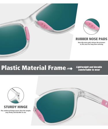 MEETSUN Polarized Sports Sunglasses | Transparent Frame-pink Mirror Lens | UV400 Protection for Men and Women - Buy Online on GoSupps.com