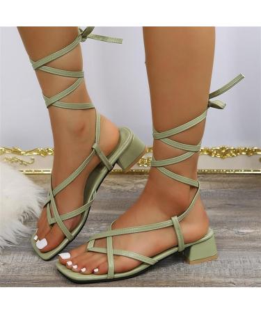 Ladies Lightweight Orthotic Slip-On Sandals | Women's Chunky Heels Square Open Toe Strappy Bunion Corrector Shoes for Summer Hiking & Beach | Plantar Fasciitis Relief - Size 7.5 Green - Buy Online on GoSupps.com