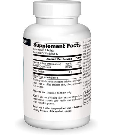 Buy Source Naturals Coral Calcium 600 mg - 120 Tablets for Stronger Bones - Buy Online on GoSupps.com