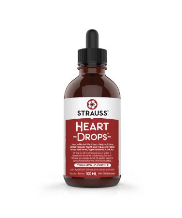 Strauss Naturals Heartdrops - Herbal Heart Support Supplement with European Mistletoe Aged Garlic Extract 100 ml Cinnamon Flavour Soy Free