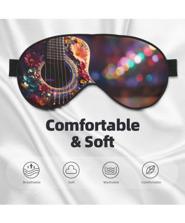 Flowers Guitar Print Unisex Sleep Mask | Double-Sided Eye Mask for Sound Sleep & Skin Care - Buy Online on GoSupps.com