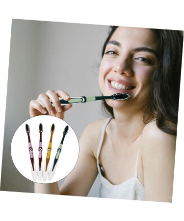 PartyKindom 4 Pack Adult Toothbrushes - Non-Slip Bristles for Travel | International Shipping Available - Buy Online on GoSupps.com