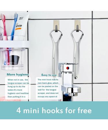 Dual Pack Tongue Cleaner Set for Adults & Children - Stainless Steel Tongue Scraper with Mini Hook - Best Oral Hygiene Tool - Buy Online on GoSupps.com