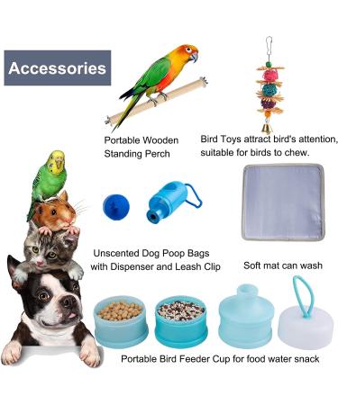 Bird Carrier Travel Cage Parrot - Lightweight Pet Travel Bag with Feeder Cups and Standing Perch | Outgoing Bag for Small Animals - Black - Buy Online on GoSupps.com